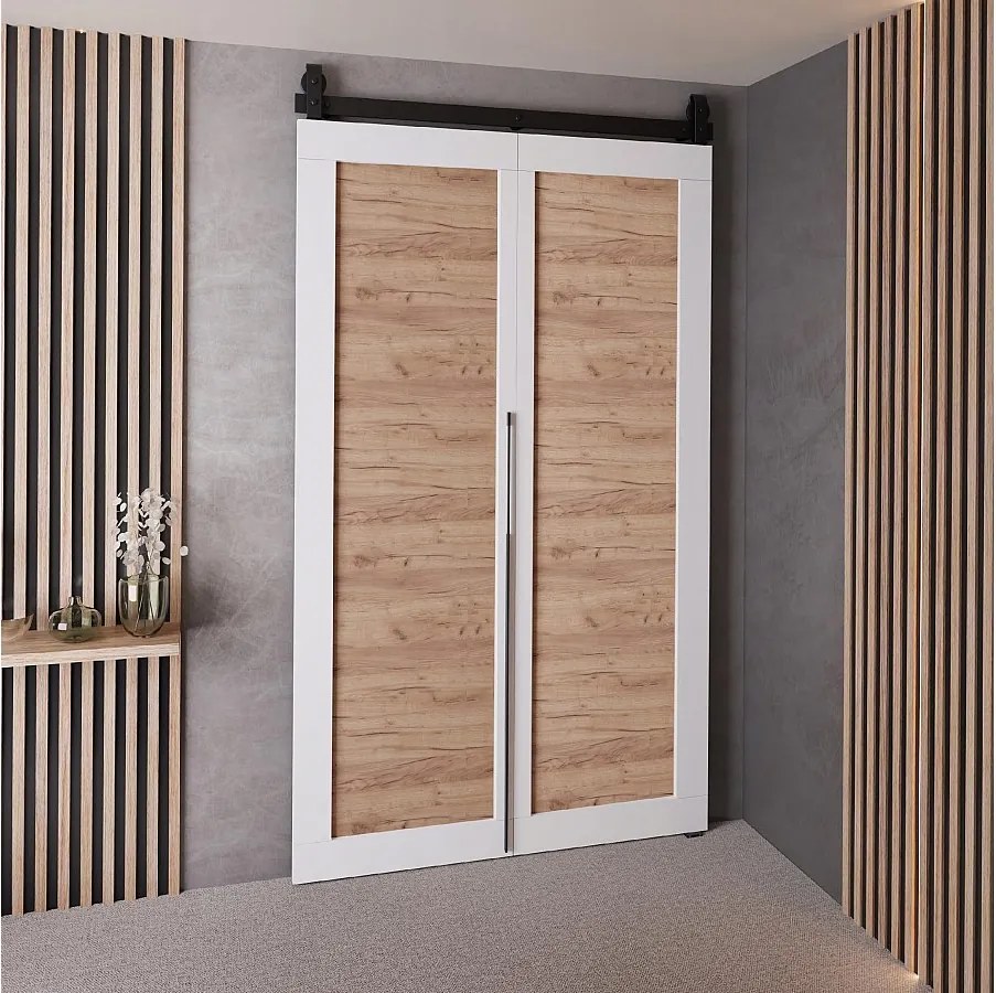 Drzwi Przesuwne QUDIO M1 Biały + Dąb Craft Złoty 100