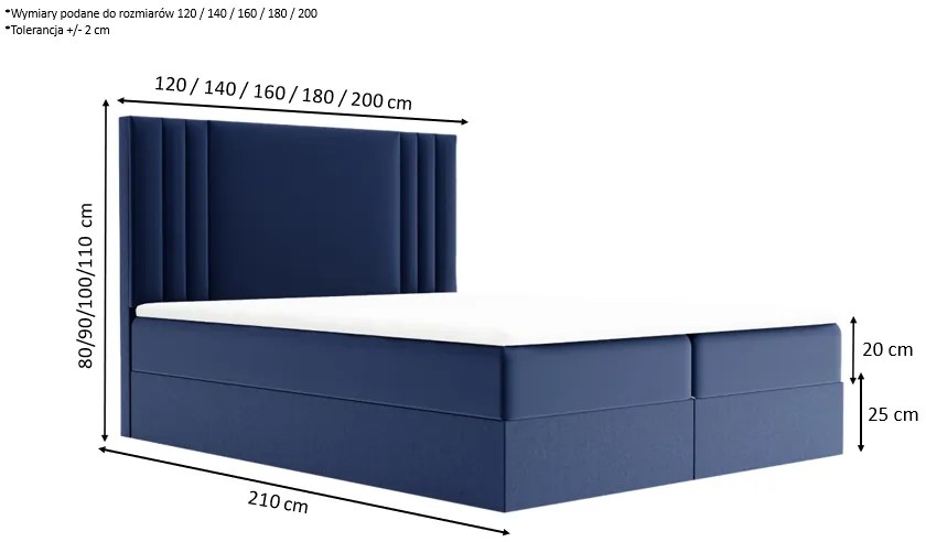 Łóżko kontynentalne SISI 2 - 200x200