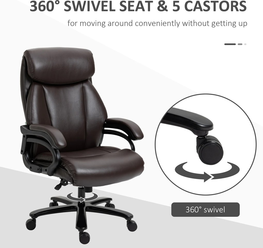 Vinsetto Fotel biurowy obrotowy z regulacją wysokości funkcja przechylania skóra PU brązowy | Aosom PL