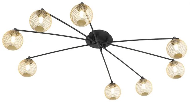 Nowoczesna lampa sufitowa czarna ze złotem 8-świateł - Athens Wire Nowoczesny Oswietlenie wewnetrzne