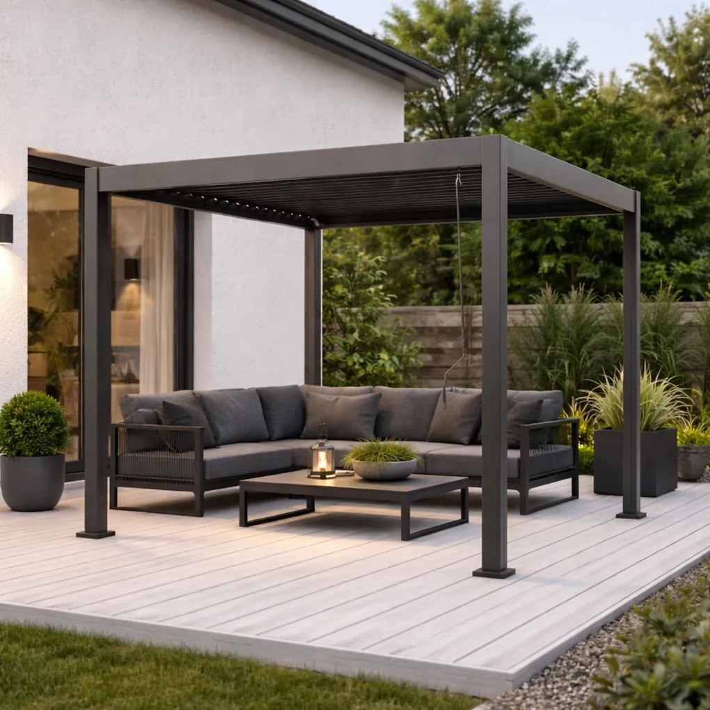 Pergola ogrodowa lamelowa 3x3 m antracyt XT-3653S regulowany dach