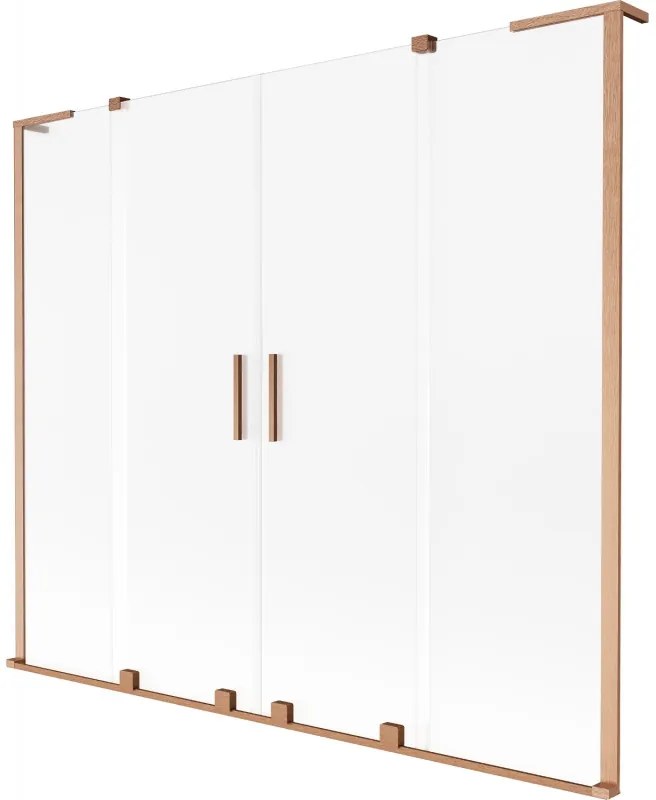 Mexen Velar L Duo parawan nawannowy 2-skrzydłowy rozsuwany 180 x 150 cm, szron, miedź szczotkowana - 896-180-003-32-65