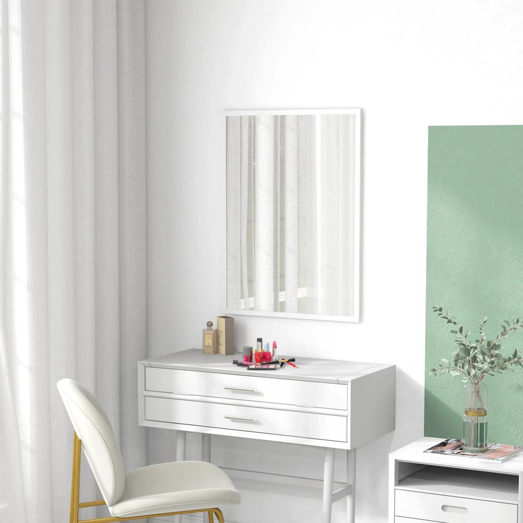 HOMCOM Lustro ścienne, 60 x 80 cm, dekoracyjne lustro wiszące, łatwy montaż, w zestawie śruby | Aosom PL