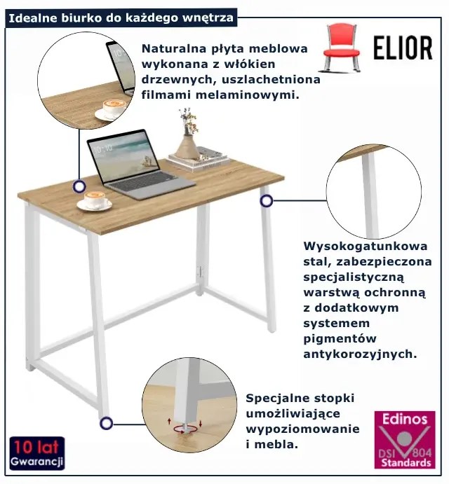 Małe biurko składane dąb sonoma + biały K8-N23