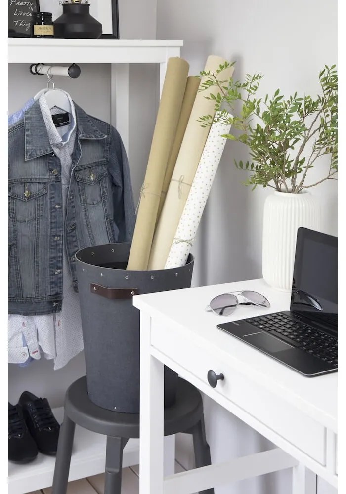 Czarny biurowy kosz na śmieci Aries Canvas Paper Laminate – Bigso