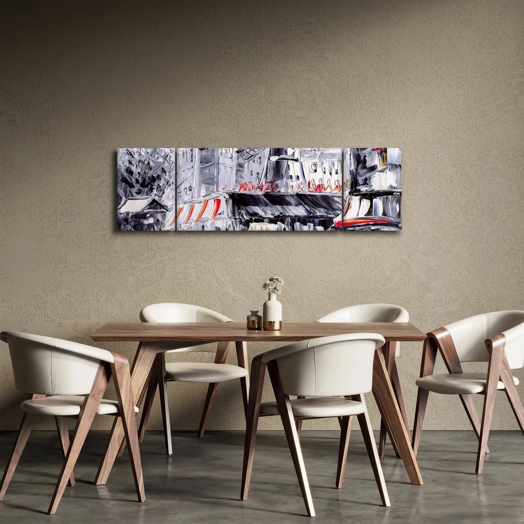 Obraz - Ulica w Paryżu, obraz olejny (170x50 cm)