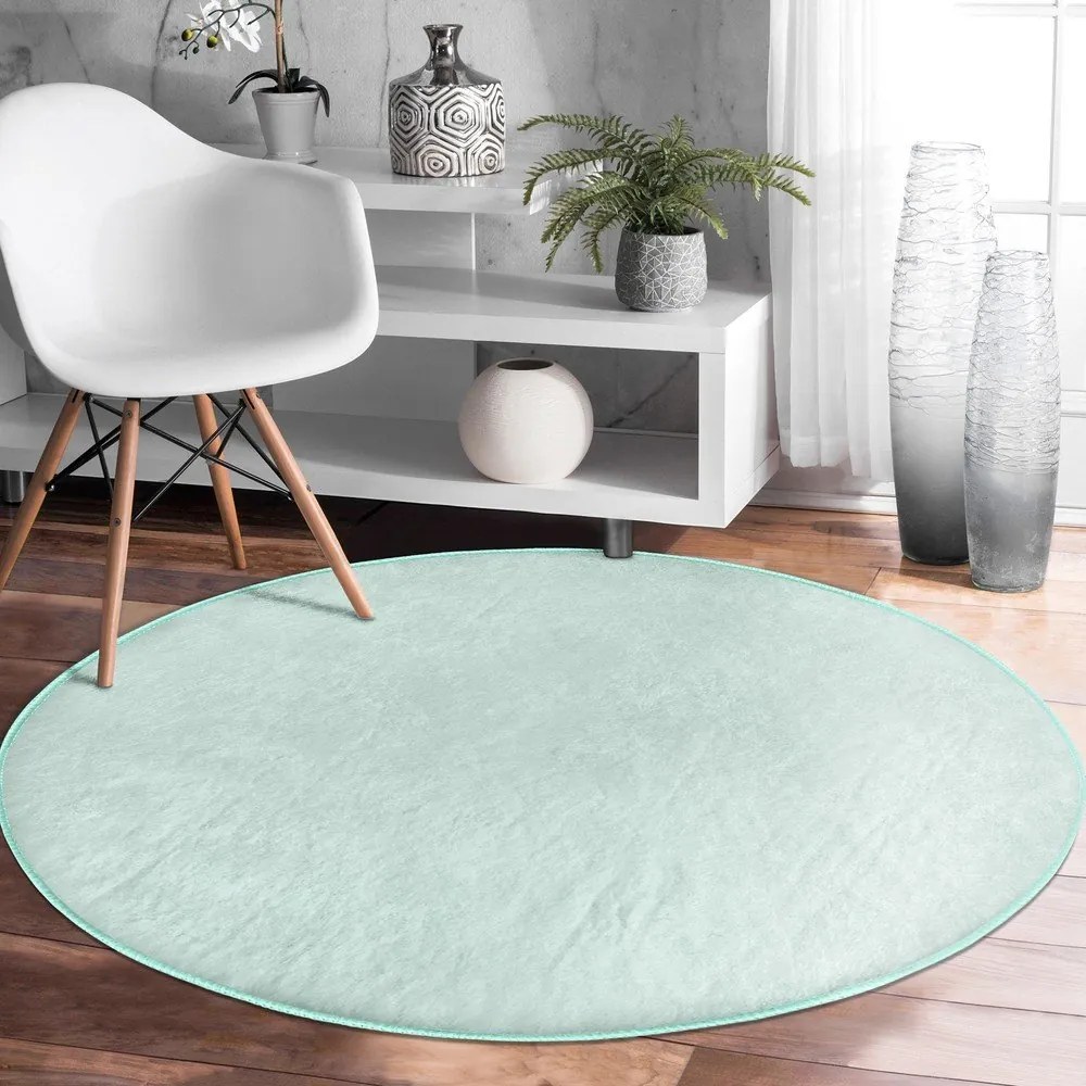 Miętowy okrągły dywan odpowiedni do prania i robotów sprzątających ø 100 cm Comfort – Mila Home
