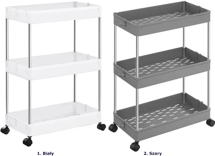 Szary regał mobilny wielofunkcyjny z 3 półkami H8-B47