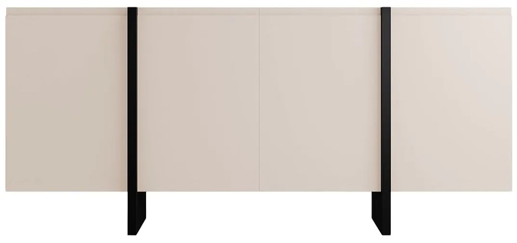 Komoda 4-drzwiowa z MDF - Beżowy i Czarny - LUVONIA