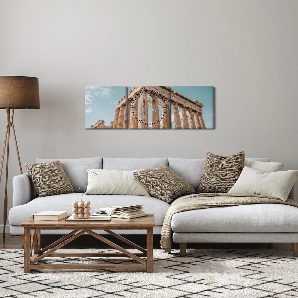 Obraz - Starożytny Akropol (z zegarem) (90x30 cm)