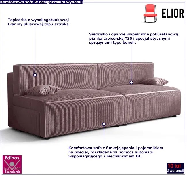 Wrzosowa rozkładana sofa G3-F02