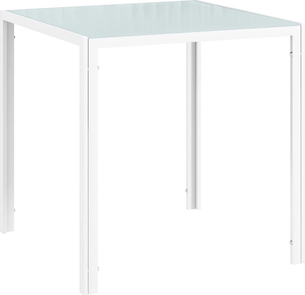 HOMCOM Kwadratowy Stół dla 4 Osób, Blat z Hartowanego Szkła, do Kuchni i Jadalni, 75 x 75 x 75 cm, Biały