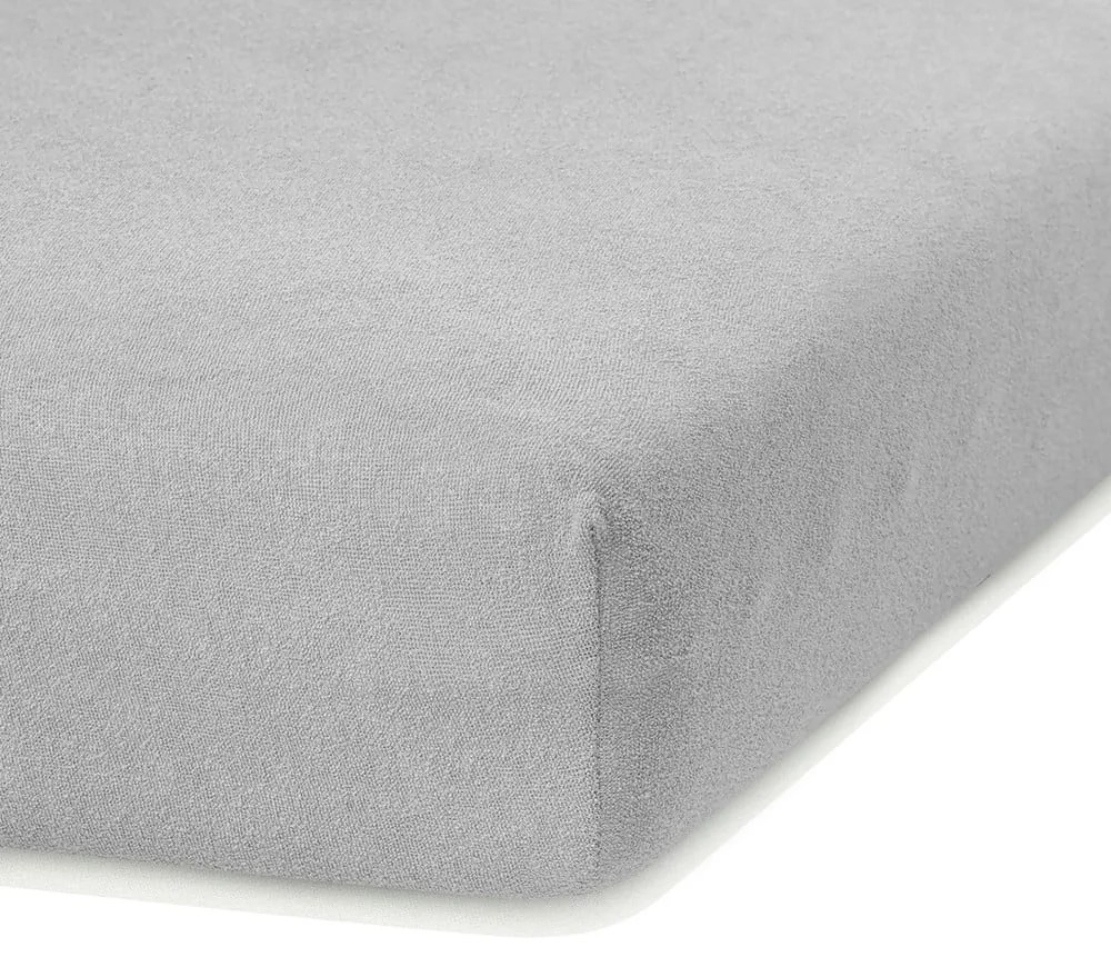 Jasnoszare prześcieradło frotte z gumką 240x220 cm Ruby – Restilo