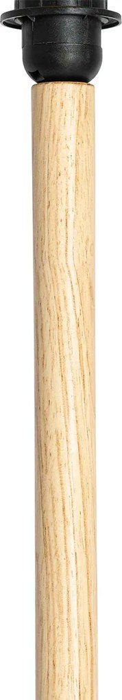 Drewniana lampa podłogowa z aksamitnym abażurem w kształcie liścia i złotym wnętrzem - Mels