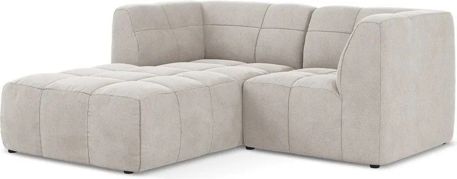 Beżowy aksamitny narożnik (lewostronny/z szezlongiem) Aloha – Makamii