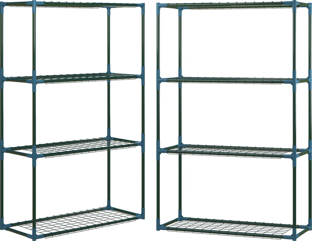 Outsunny Stojak na rośliny, zestaw 2 szt, po 4 półki, możliwość łączenia lub osobnego używania, stal, zielony, 70 x 27 x 110 cm