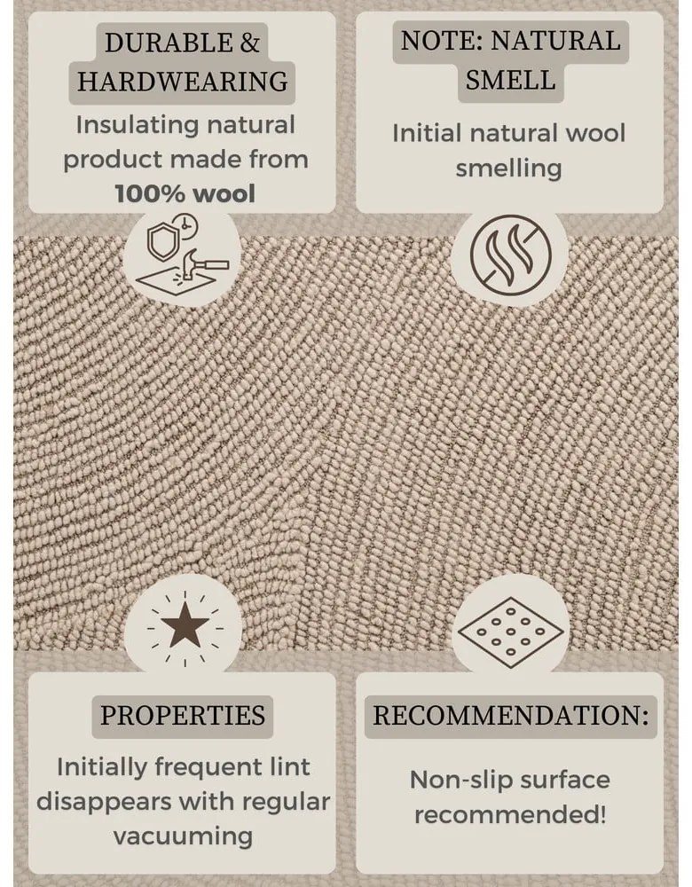 Beżowy wełniany okrągły dywan tkany ręcznie ø 150 cm Calmio – Hanse Home