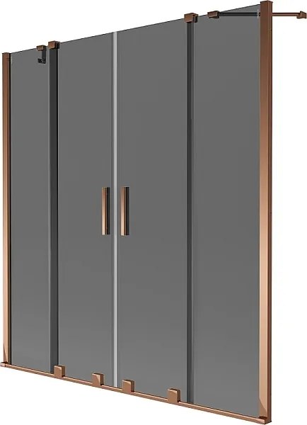 Mexen Velar Duo parawan nawannowy 2-skrzydłowy rozsuwany 140 x 150 cm, grafit, różowe złoto - 896-140-000-42-60