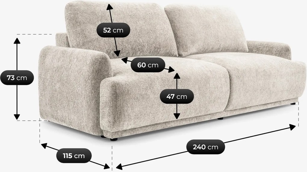 Sofa z Funkcją Spania SELORIA Beżowa Nowoczesna