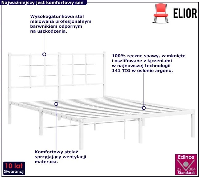 Białe duże łóżko z metalu 160x200 cm Z1-C99