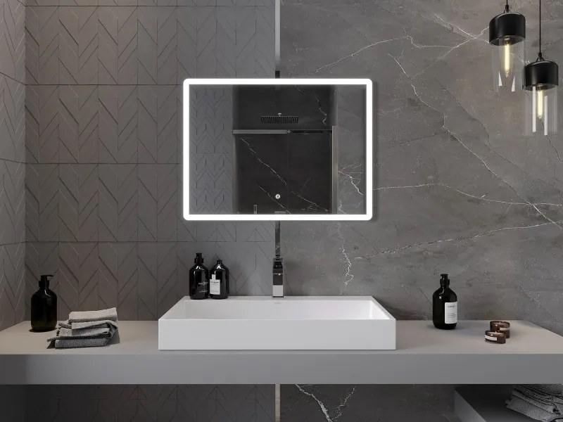 Mexen Navia lustro łazienkowe podświetlane 80 x 60 cm, LED 6000K, antypara - 9803-080-060-611-00