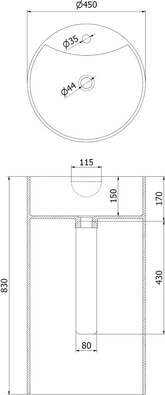 Mexen Ajax-02 umywalka wolnostojąca z konglomeratu 45 x 45 cm, biała mat - 26514500