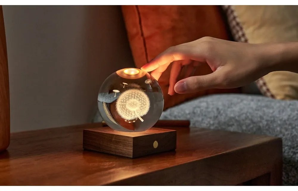 Ciemnobrązowa lampa stołowa ze ściemniaczem i szklanym kloszem (wys. 12 cm) Amber – Gingko
