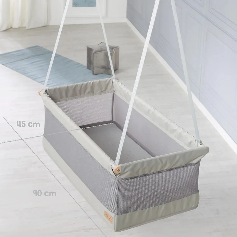 Szara kołyska 90x45 cm Safe asleep – Roba