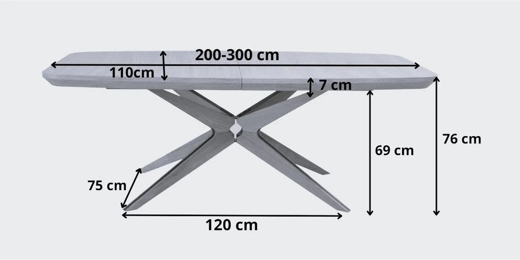 Stół rozkładany SOLIDO Brązowy do Salonu Jadalni 200-300 x 110 x 76 cm, Prostokątny