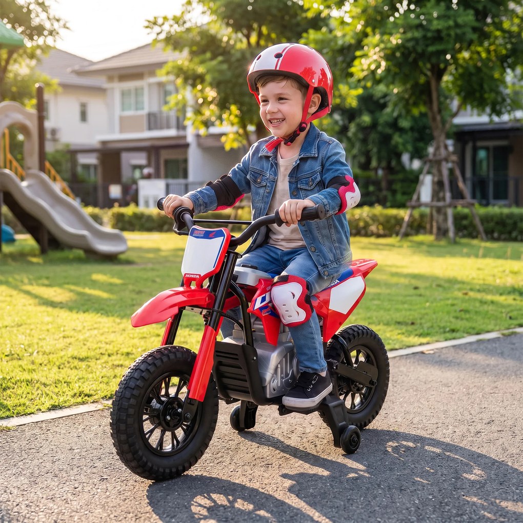 AIYAPLAY Elektryczny motocykl dla dzieci HONDA CRF 450R 12 V dziecięcy motocross z silnikiem 35 W akumulatorem litowym tylne zawieszenie koła 30,48 cm | Aosom PL
