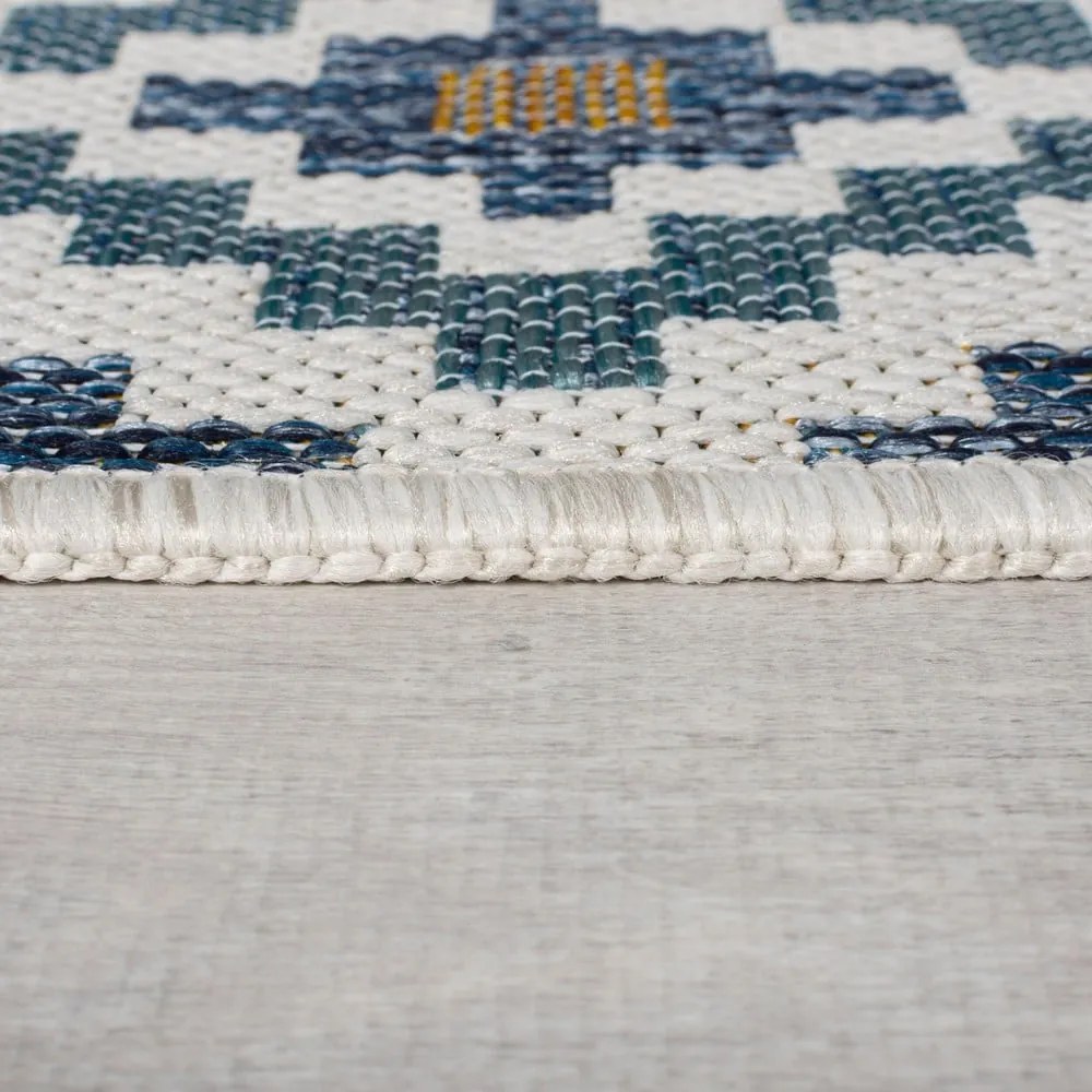 Żółto-niebieski dywan odpowiedni na zewnątrz 160x230 cm Zia Trellis – Flair Rugs