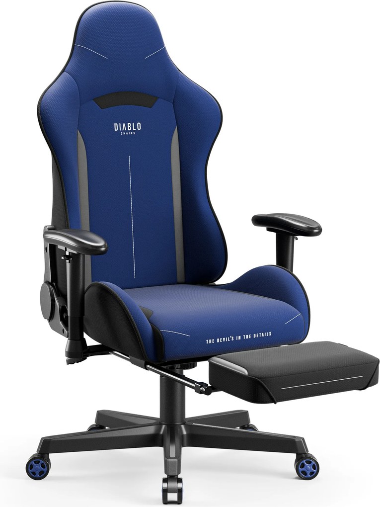 Fotel gamingowy materiałowy granatowy: Diablo X-Starter