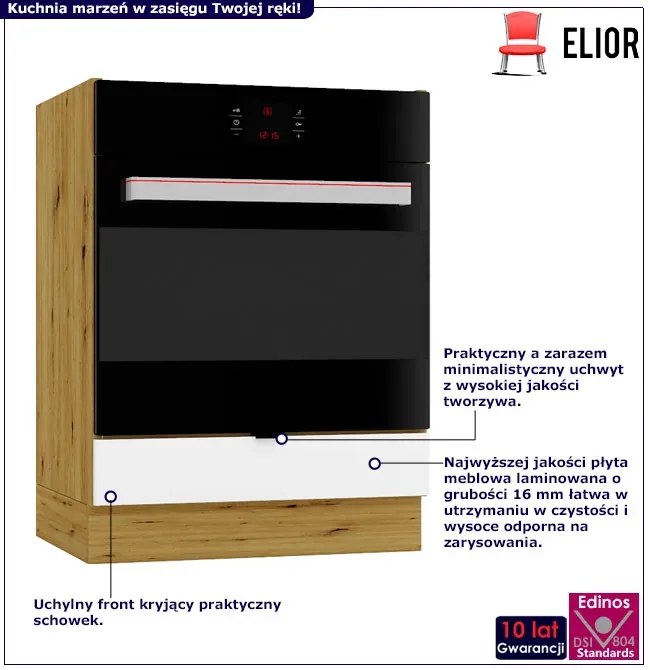 Szafka kuchenna pod piekarnik biały + dąb artisan - Elandro 13X