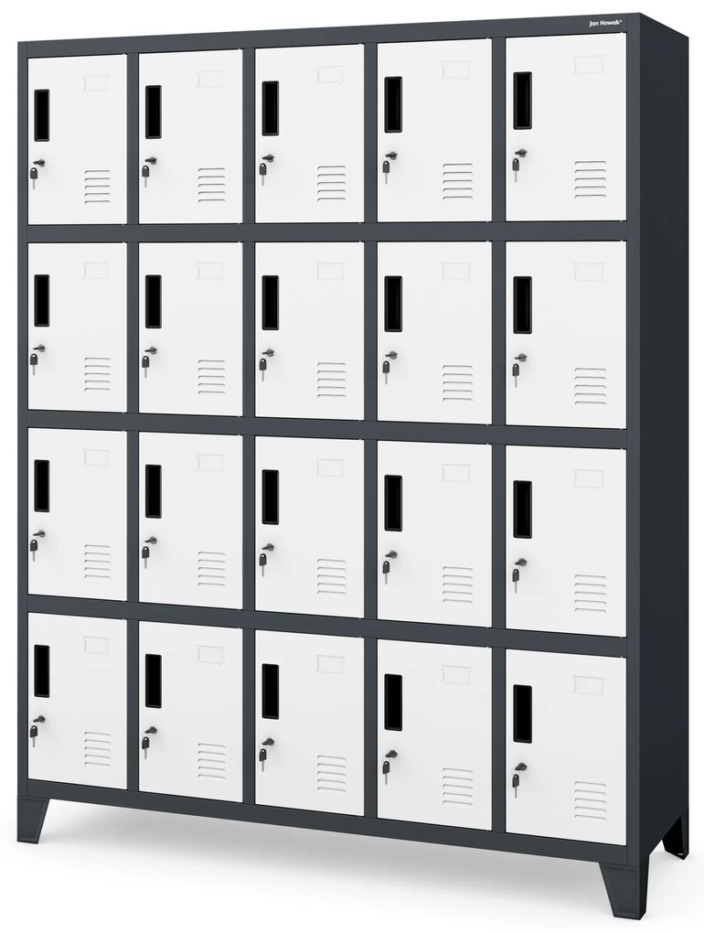 Szafa skrytkowa socjalna BHP antracytowo-biała: ROBERT, 1360 x 1720 x 450 mm