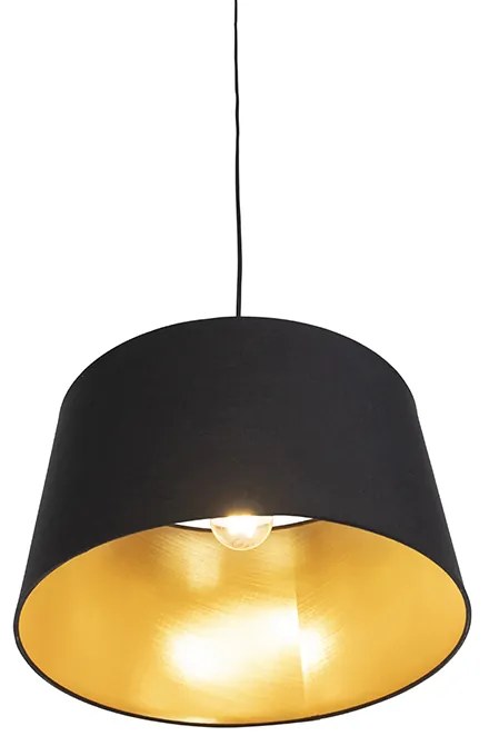 Lampa wisząca z abażurem z bawełny w kolorze czarnym i złotym 40 cm - Combi klasyczny/Antyczny Oswietlenie wewnetrzne