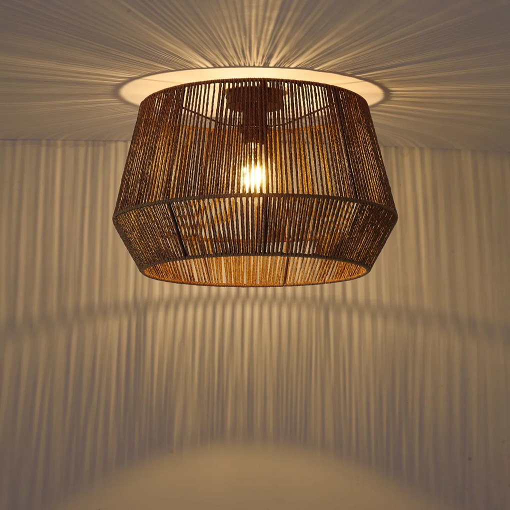Czarna lampa sufitowa z brązowym papierowym kloszem 50/50/30 - Combi