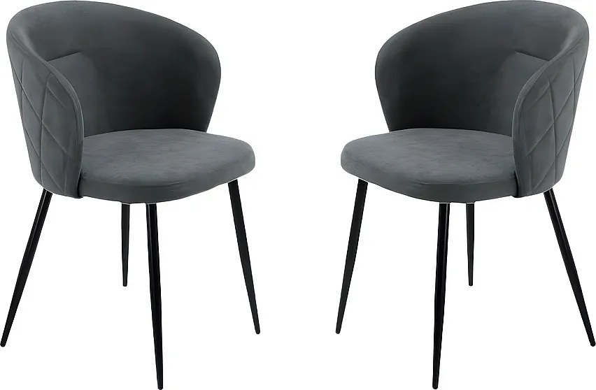Komplet 2 krzeseł do jadalni "Claris" w tkaninie antracytowej, tapicerowane, cm 56x55, 78h