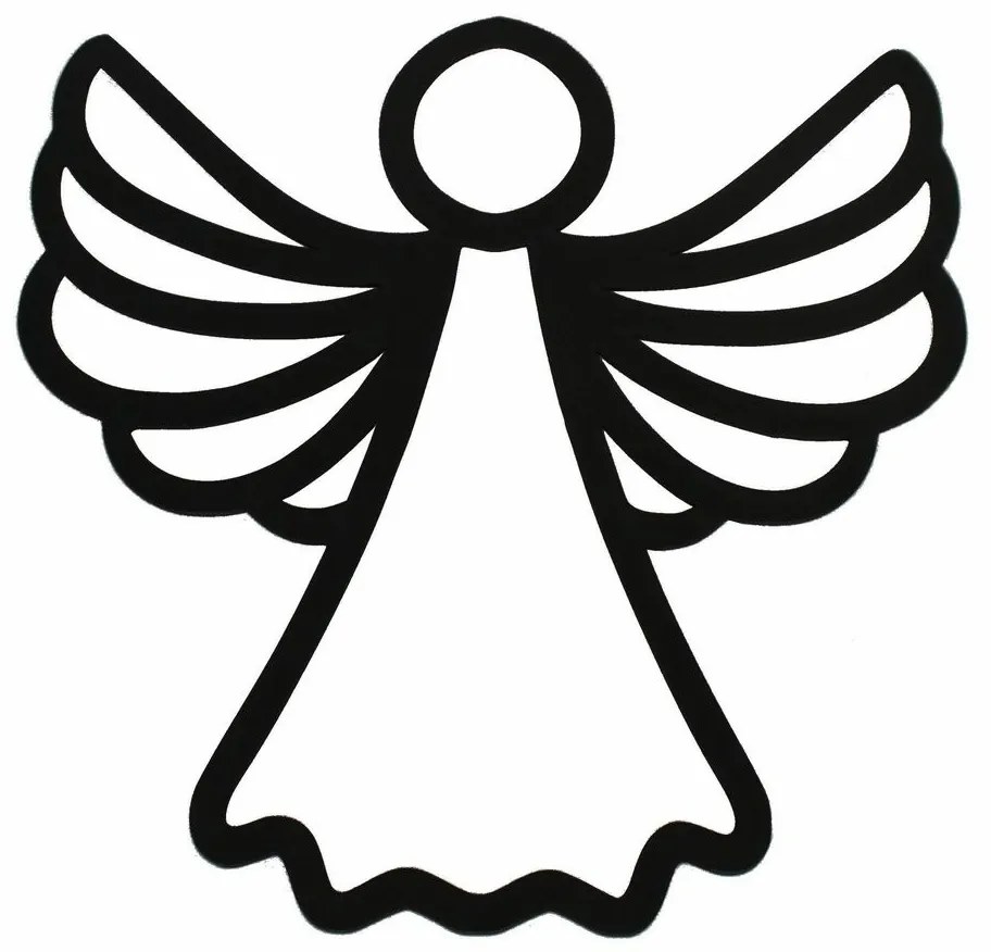Świąteczna drewniana dekoracja ścienna Angelsilhouette czarna, 35 x 35 cm