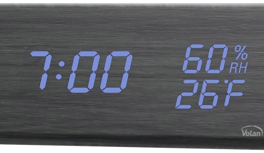 Zegar budzik elektroniczny led drewniany stojący - data termometr higrometr
