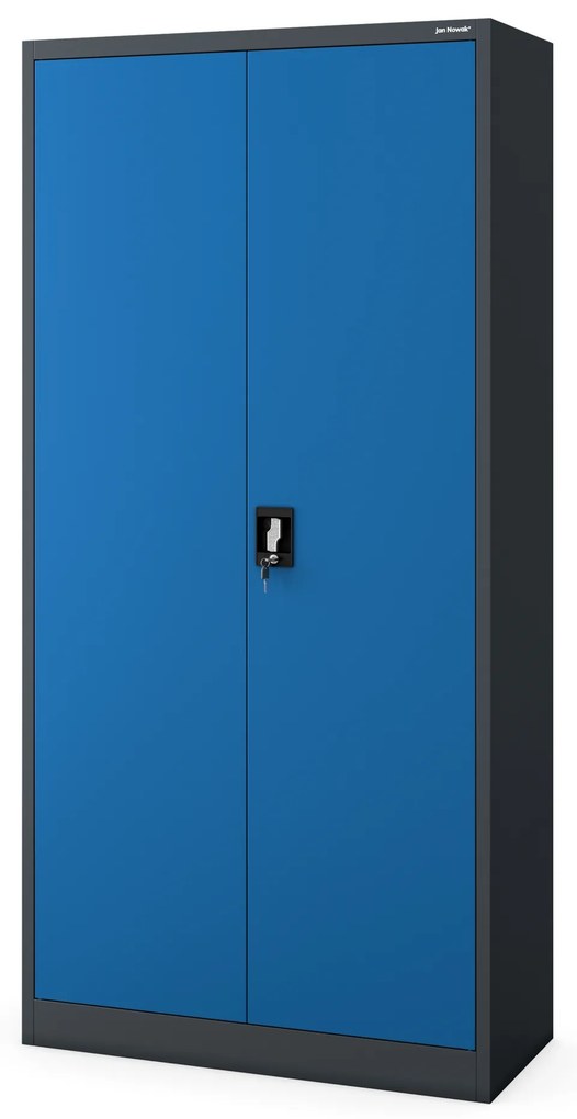 Szafa biurowa na dokumenty z 4 półkami antracytowo-niebieska, 900x1850x400 mm: JAN