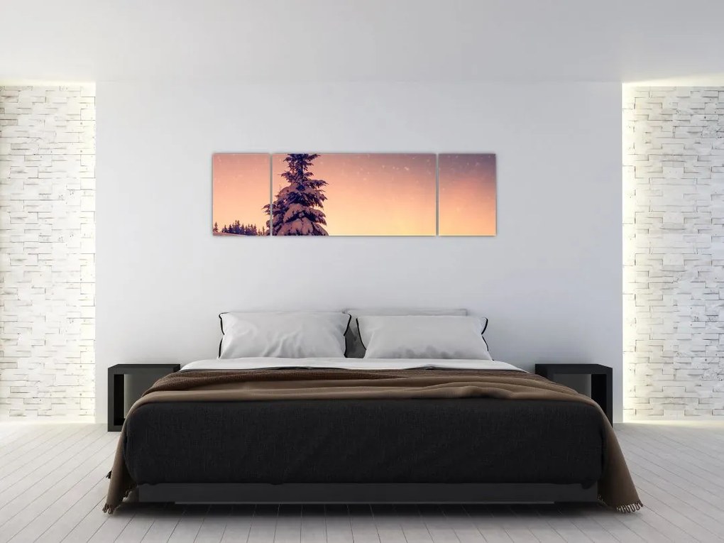 Obraz ośnieżonego drzewa na łące (170x50 cm)