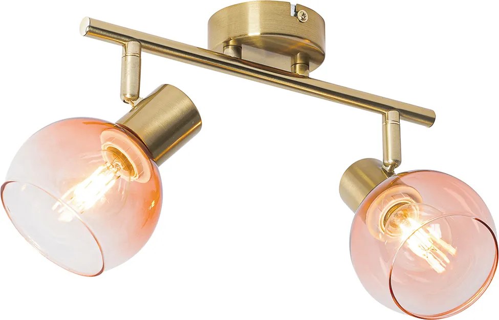 Spot art deco złoty z różowym szkłem 2-źródła światła - Vidro