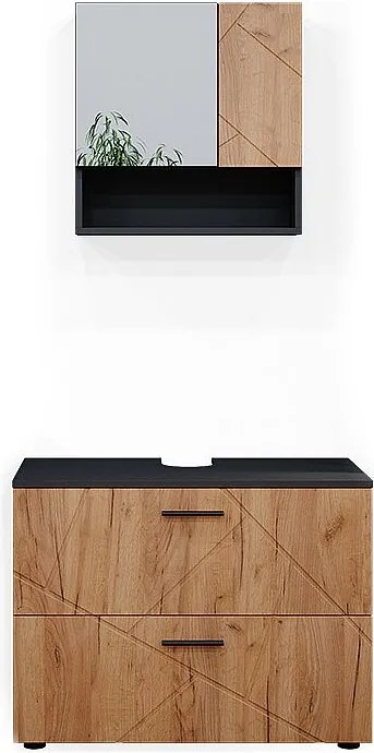 Zestaw mebli łazienkowych złoty dąb power/antracyt 80x41x58.6 irma