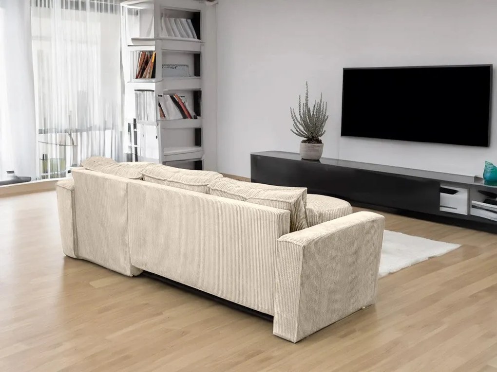 Rozkładana narożna sofa SMART COSARO kremowa, dwustronna + 2 poduszki GRATIS