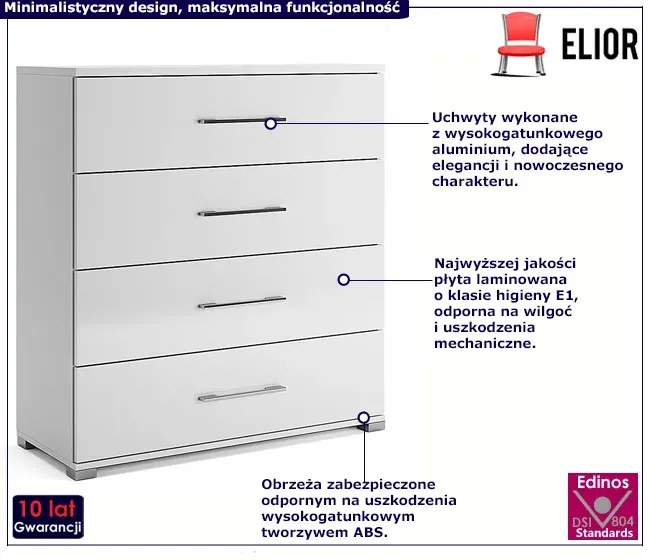 Biała komoda z 4 szufladami A6-B53