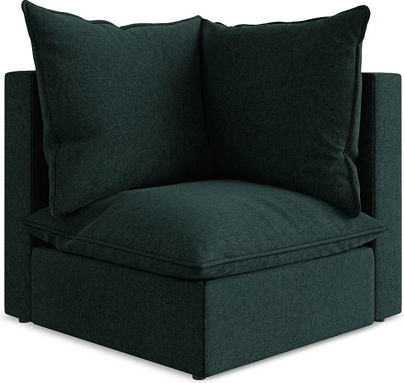 Moduł narożny - z tkaniny welwetowej - szaro-zielony - MANAO