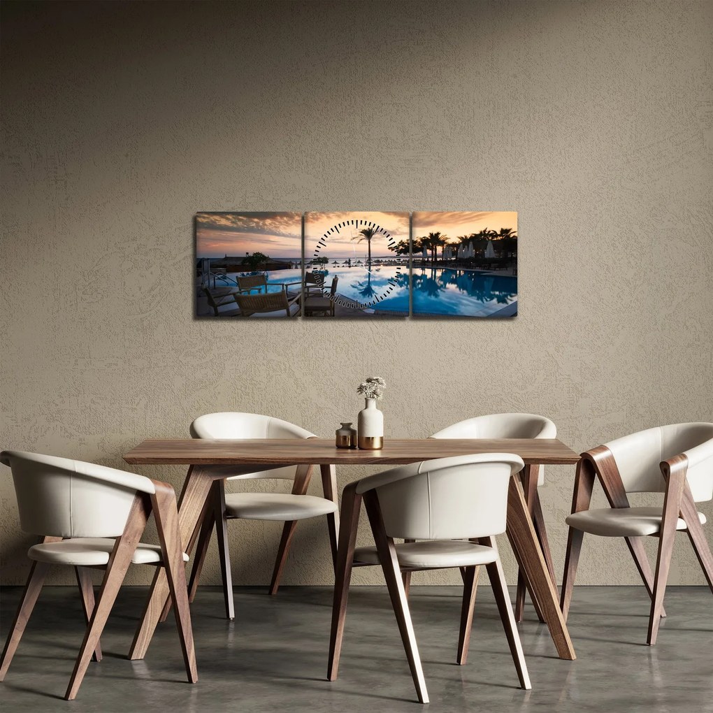 Obraz - Ośrodek wypoczynkowy nad morzem (z zegarem) (90x30 cm)