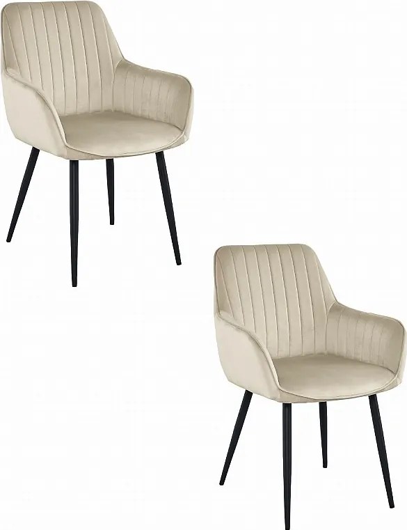 Krzesło Valora SELO, beżowe, aksamitne, czarne, nogi, zestaw 2 szt.