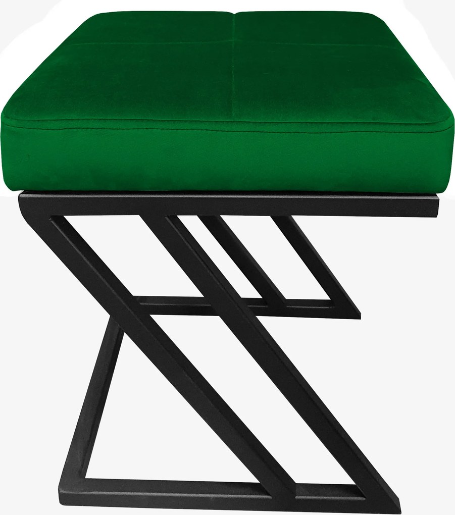 Pufa ZETA tkanina Welur loft ławka podnóżek metal : Kolor Stelaża - Czarny , Kolor tkaniny - VELVET - MG25, Typ tkaniny - Velvet