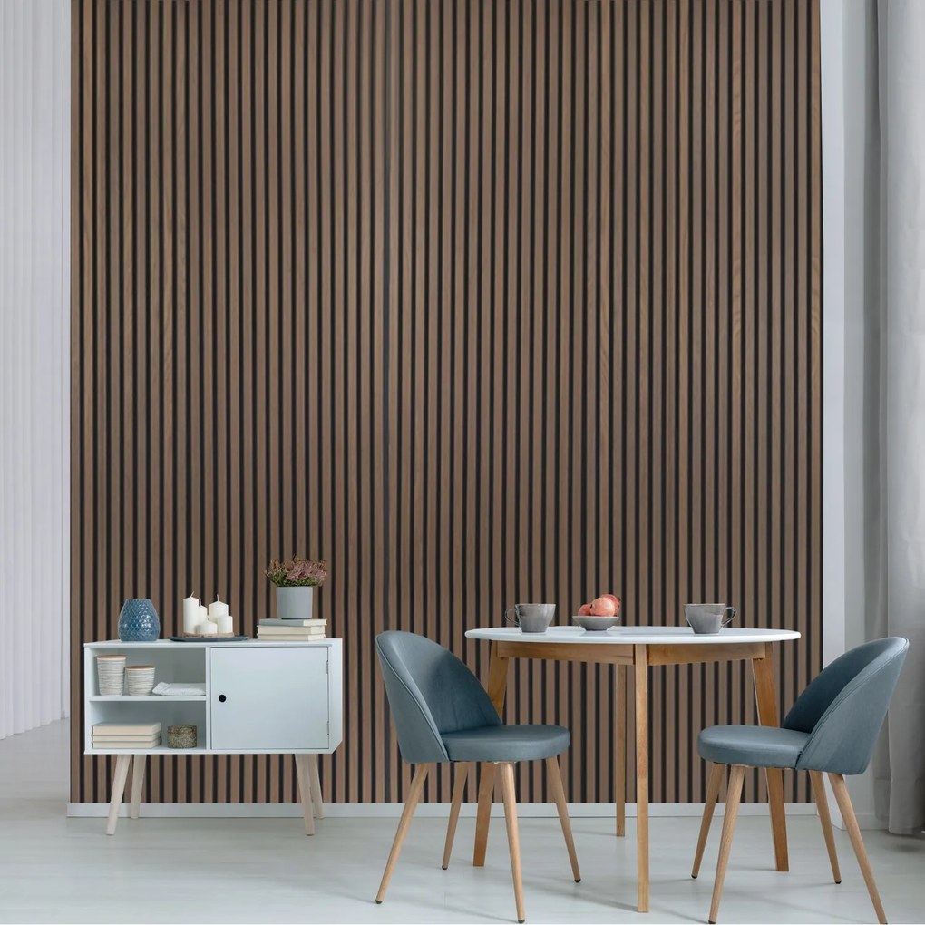 Drewniany panel akustyczny, 2400 x 600 mm, B2BP007, orzech